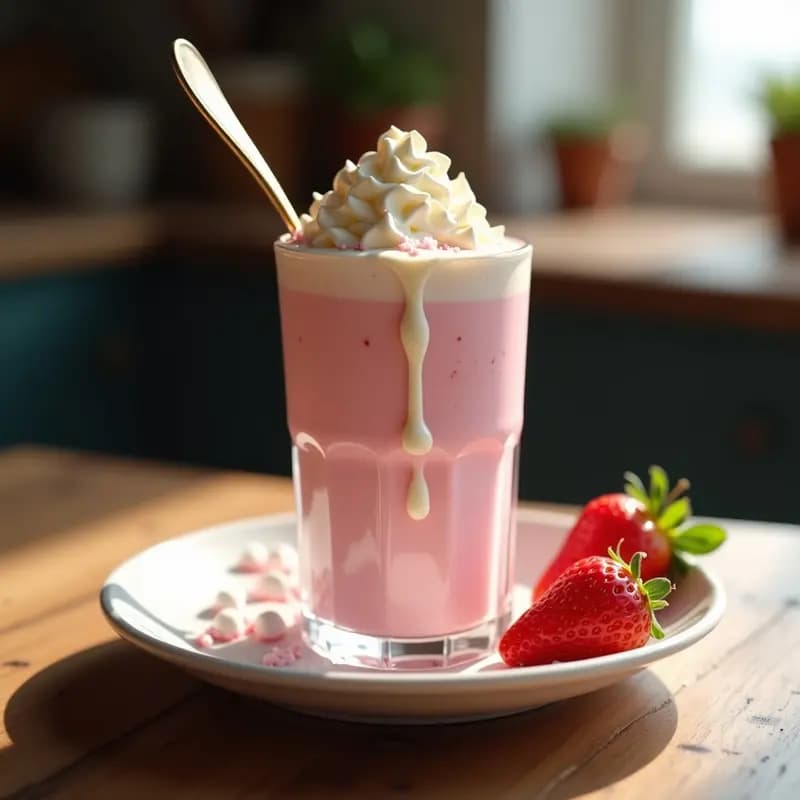 Batido de Fresas, Chocolate Blanco y Malvaviscos: Postre en Vaso para Niños y Adultos