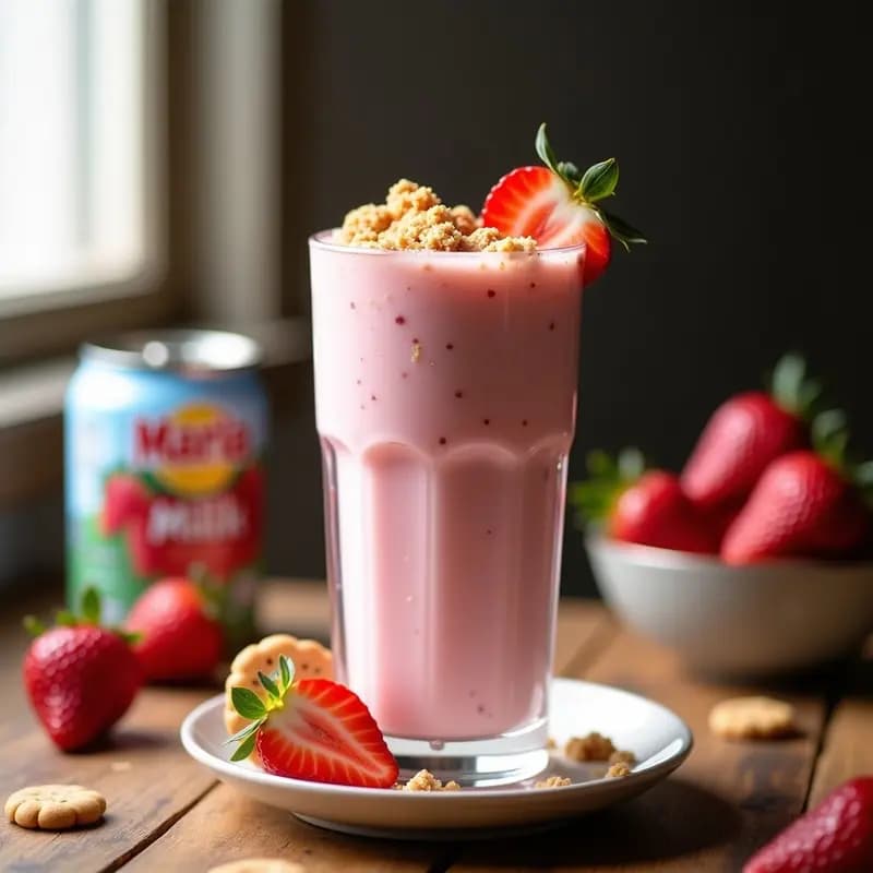 Batido de Fresas, Leche Condensada y Galletas María: El Postre que Te Lleva a la Infancia