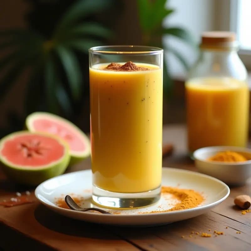 Batido de Guayaba y Chía con Leche de Cúrcuma: Bebida Mexicana Antiinflamatoria