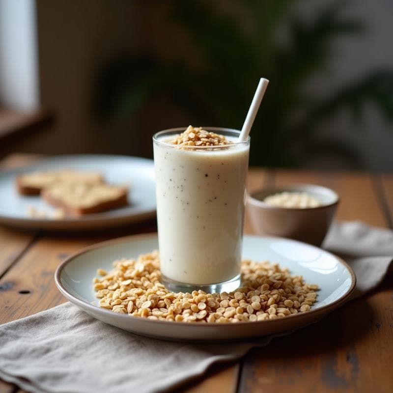 Batido de Maca y Leche de Avena con Topping de Coco: Desayuno Energético Andino