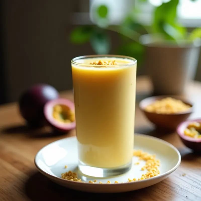 Batido de Maracuyá y Leche de Almendras con Semillas de Sésamo: Bebida Brasilera Energética