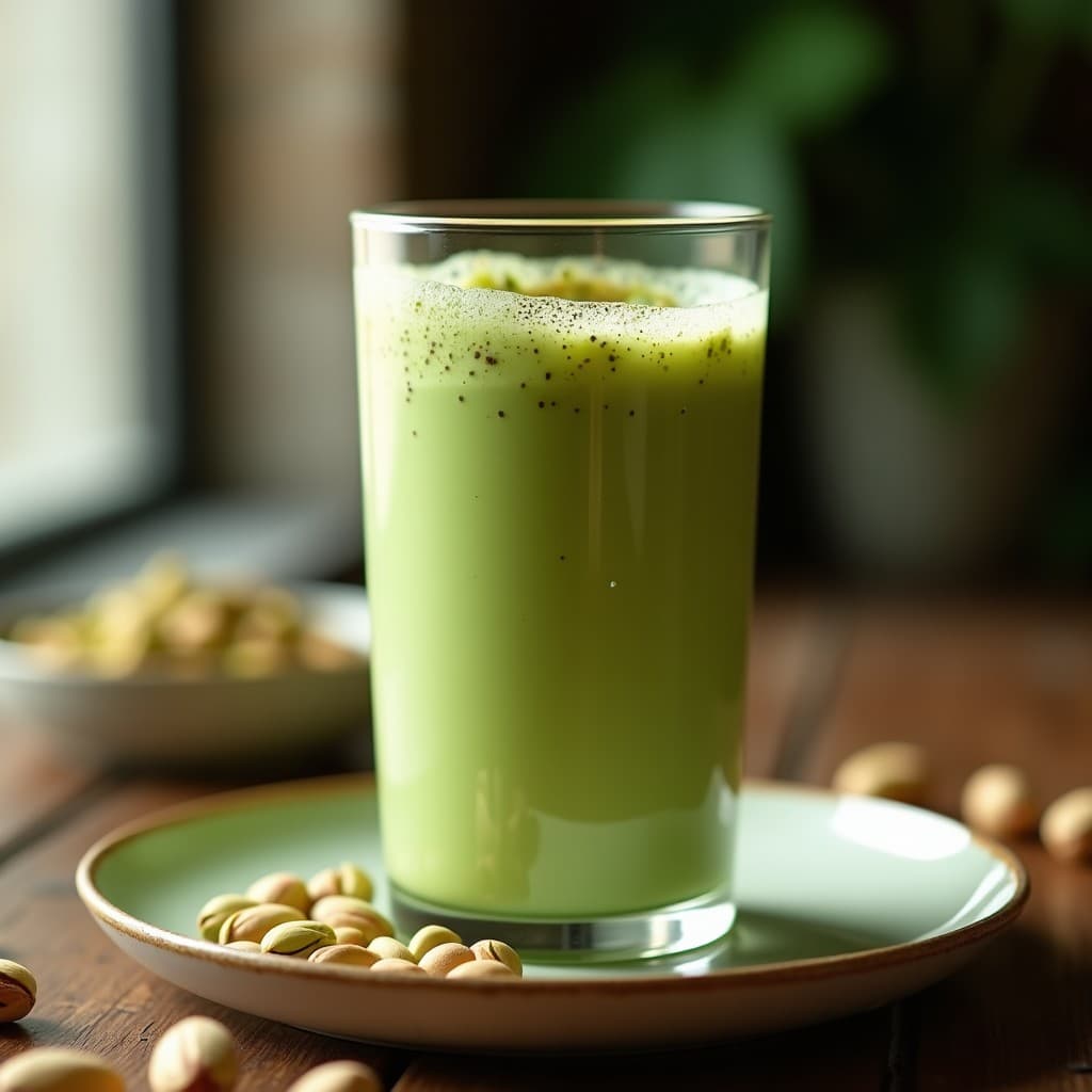 Batido de Matcha y Leche de Pistacho: Bebida Antioxidante y Sin Cafeína para Desayunar