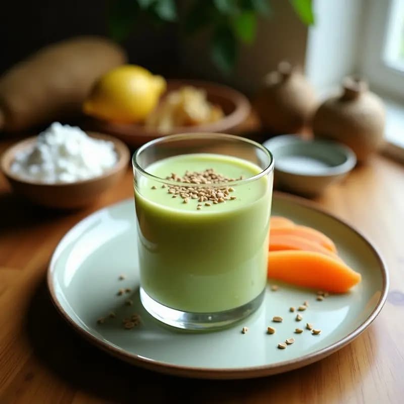 Batido de Papaya Verde y Yogur de Coco con Semillas de Cáñamo: Bebida Tailandesa Probiótica