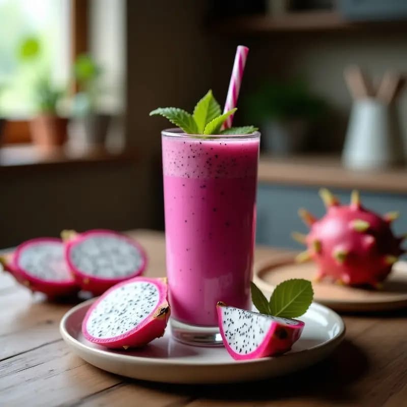Batido de Pitahaya Roja y Leche de Coco: Bebida Antioxidante Sin Azúcar en 5 Minutos