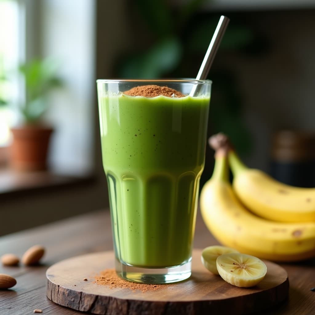 Batido de Spirulina, Plátano y Almond Butter: Bebida Energética Keto para Post-Entreno