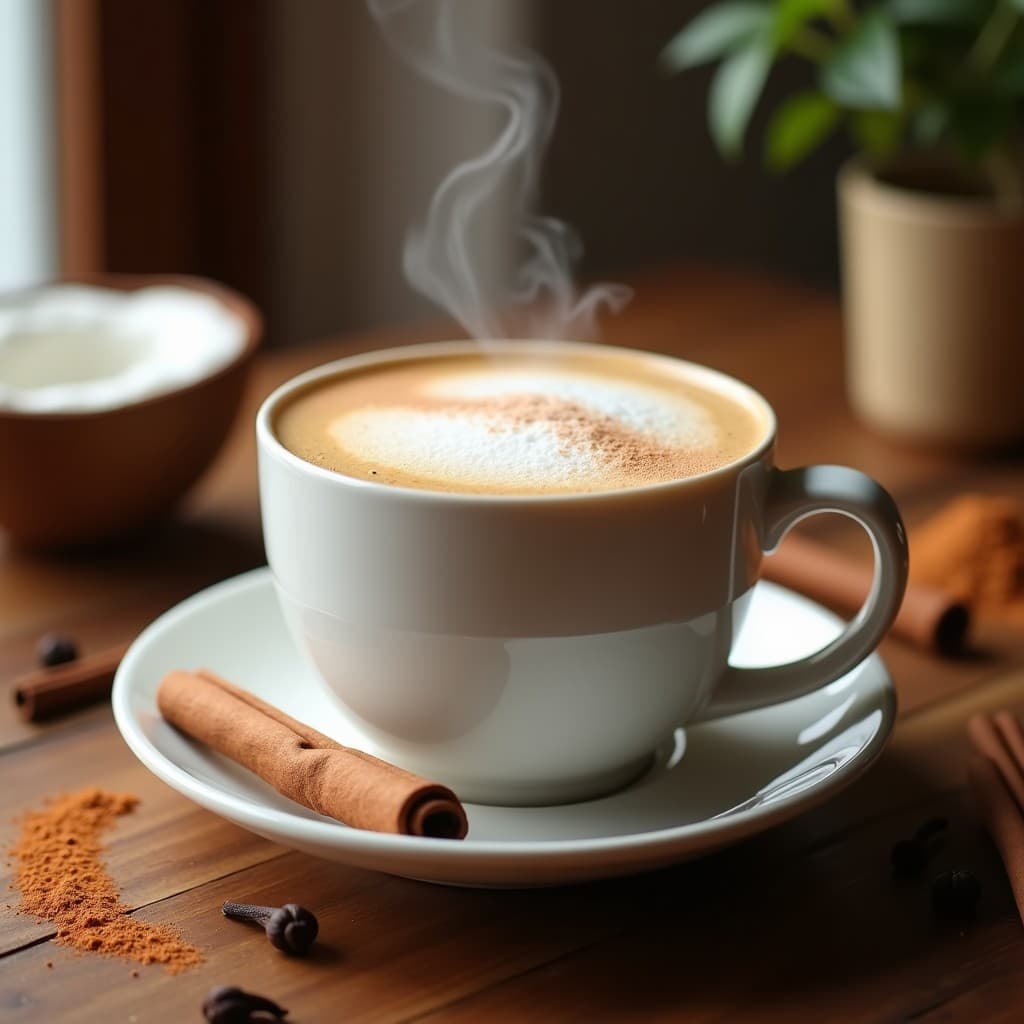 Bebida de Algarroba y Especias: Latte Vegano y Relajante con Canela y Clavo