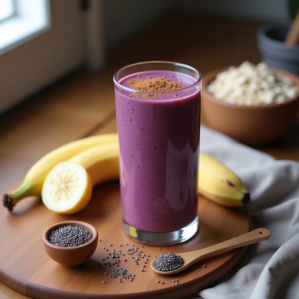 Bebida de Avena y Açaí con Semillas de Chía: Smoothie Antioxidante para Desayunar