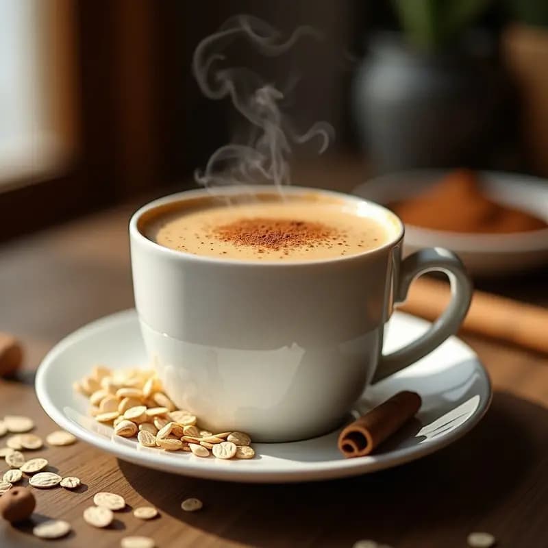 Bebida de Café con Avena Tostada y Cardamomo: Latte Caliente Sin Lácteos y Energético