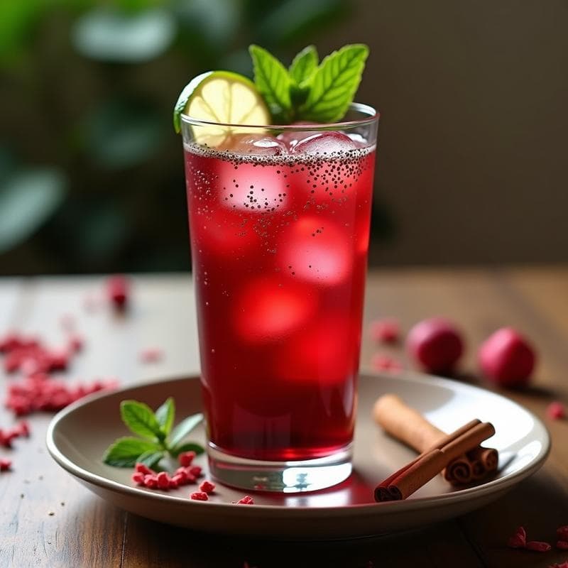 Bebida de Chía y Agua de Jamaica con Toque de Jengibre: Refresco Mexicano Depurativo