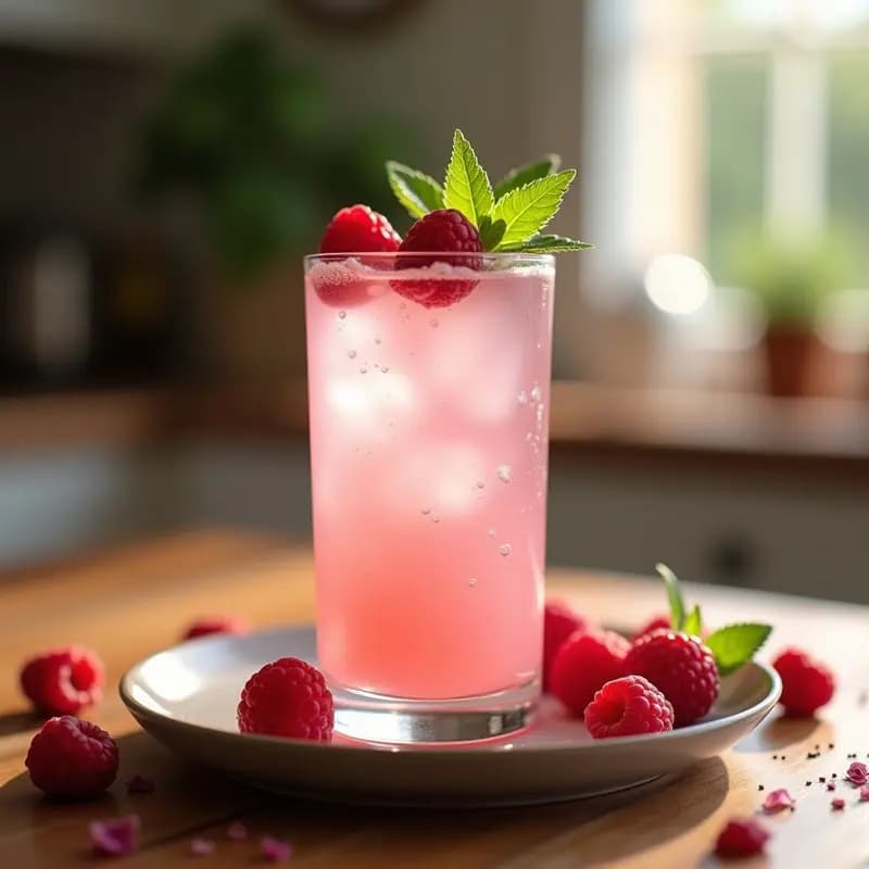 Bebida de Kéfir de Agua con Frambuesas y Hoja de Stevia: Refresco Probiótico Sin Azúcar