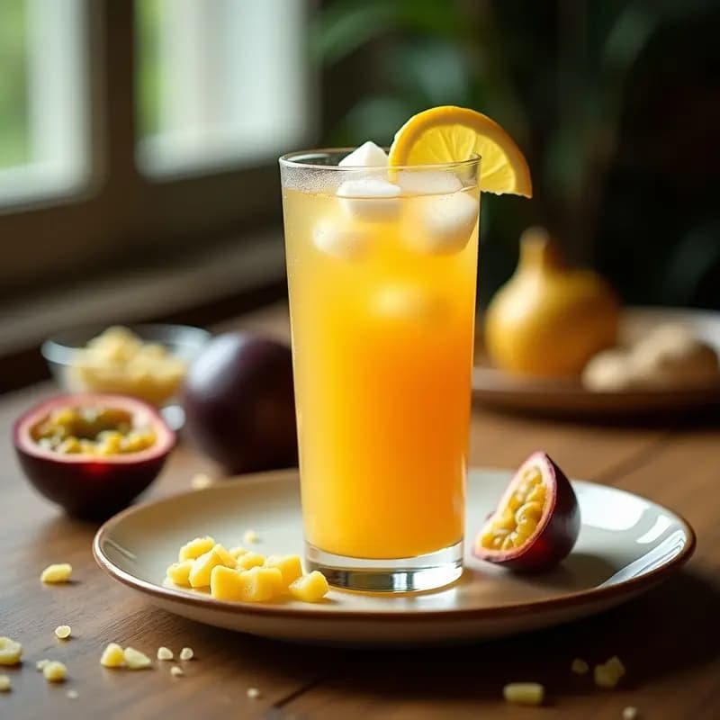 Bebida de Maracuyá y Jengibre Fermentada: Kéfir de Frutas Tropicales y Probiótico Natural