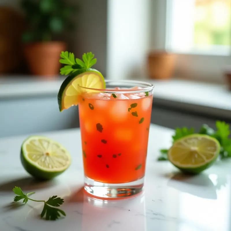 Bebida de Pico de Gallo Licuado con Lima y Jengibre: Shot Detox Mexicano en 5 Minutos