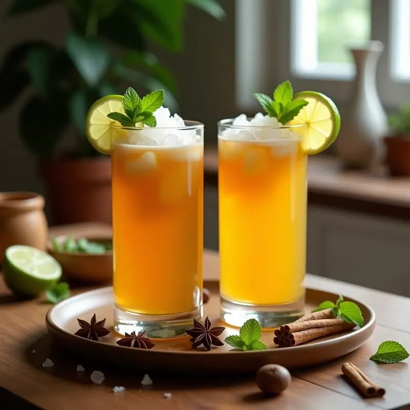 Bebida de Té Chai con Leche de Tigre y Jengibre: Cóctel Sin Alcohol Indio Energizante