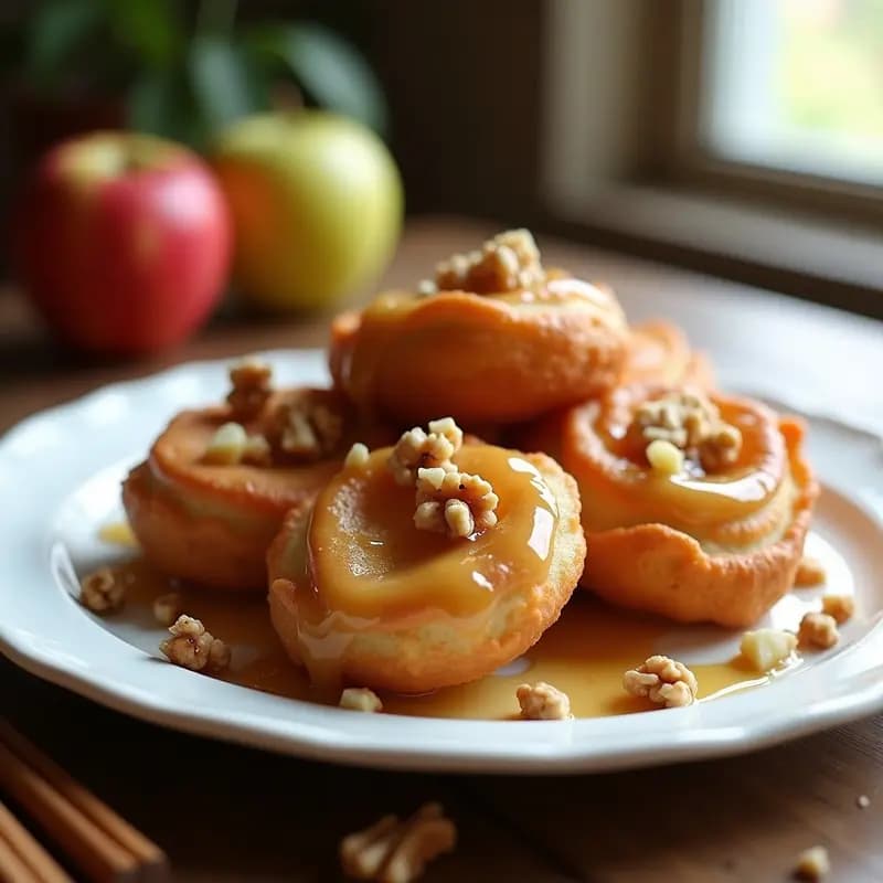 Beignets de Manzana y Canela: Desayuno Francés Vegano con Glaseado de Arce en Airfryer
