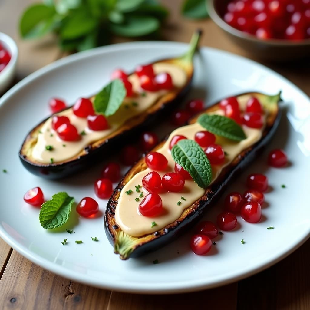 Berenjenas Asadas con Tahini y Granada: Entrante Libanés Vegano y Crudivegano