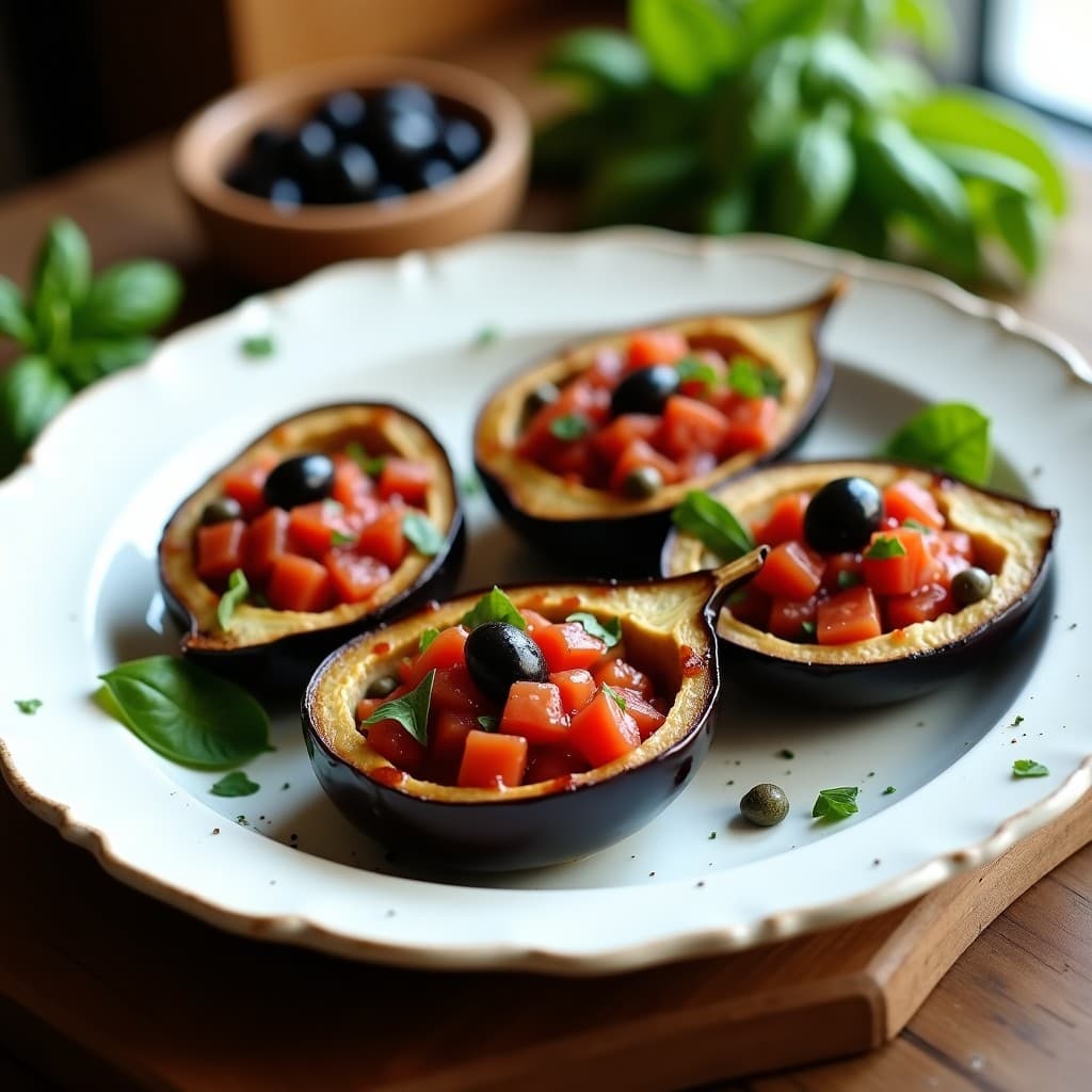 Berenjenas al Microondas con Tomate, Aceitunas y Alcaparras: Receta Italiana Sin Aceite