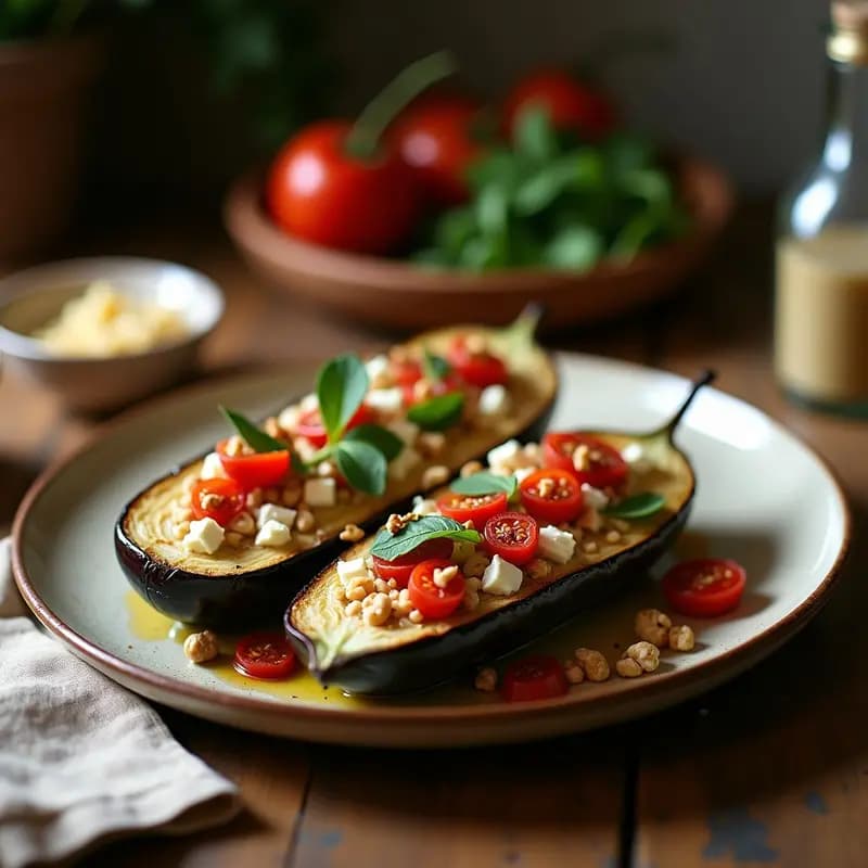 Berenjenas Asadas con Relleno de Queso de Cabra y Nueces: Receta Francesa Keto