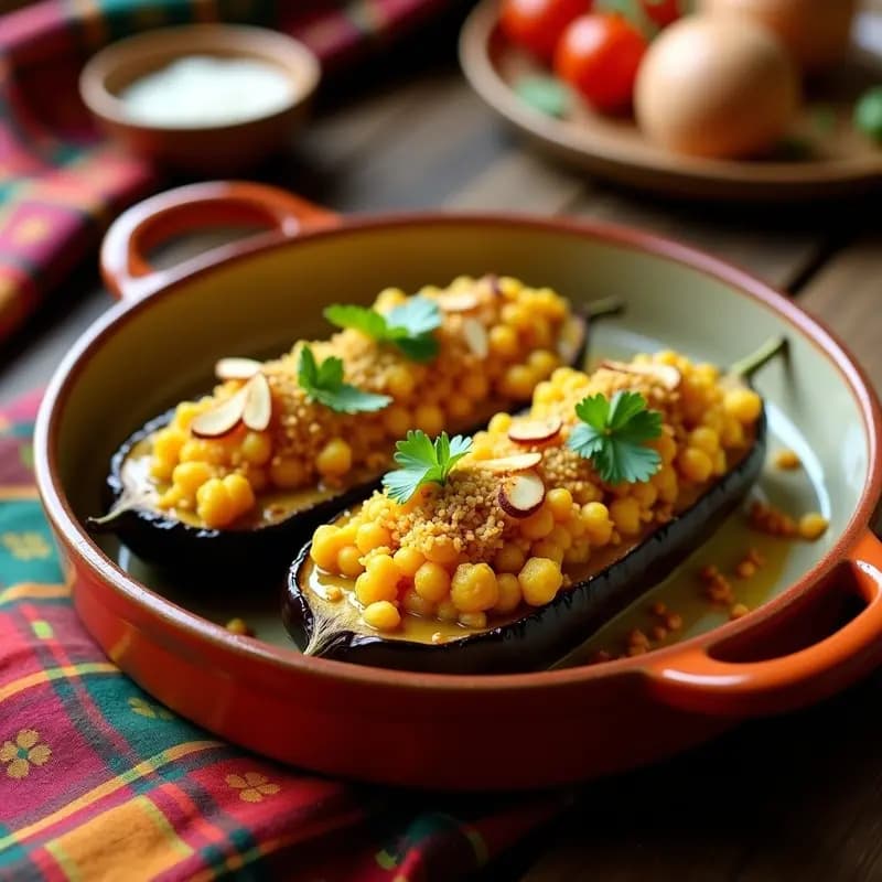 Berenjenas Rellenas de Quinoa y Curry: Receta India Vegetariana en 30 Minutos