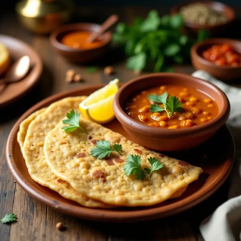 Bhakri de Mijo con Curry de Lentejas: Pan Indio Sin Gluten y Vegano