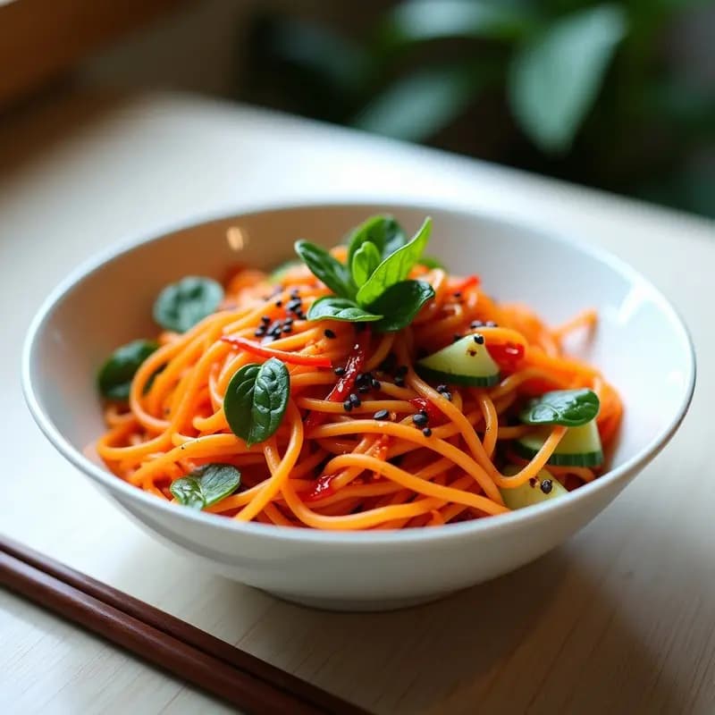 Bibim Guksu de Fideos de Batata con Verduras: Receta Coreana Picante y Fresca