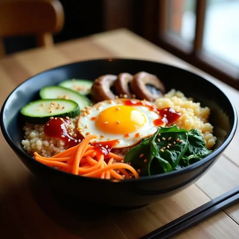 Bibimbap de Coliflower con Gochujang y Huevo Frito: Receta Coreana Low-Carb
