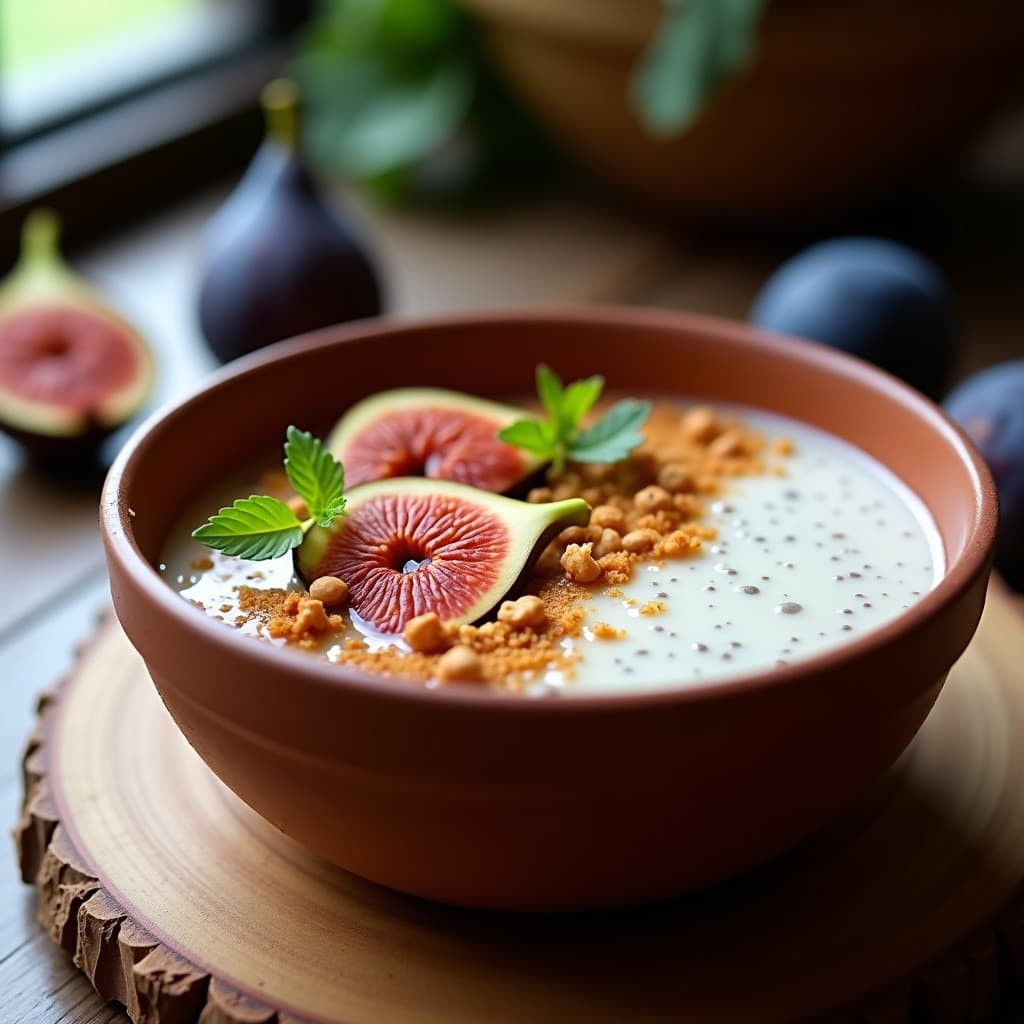 Bidiendo de Chía con Leche de Avellana y Compota de Higo: Desayuno Vegano Sin Cocción