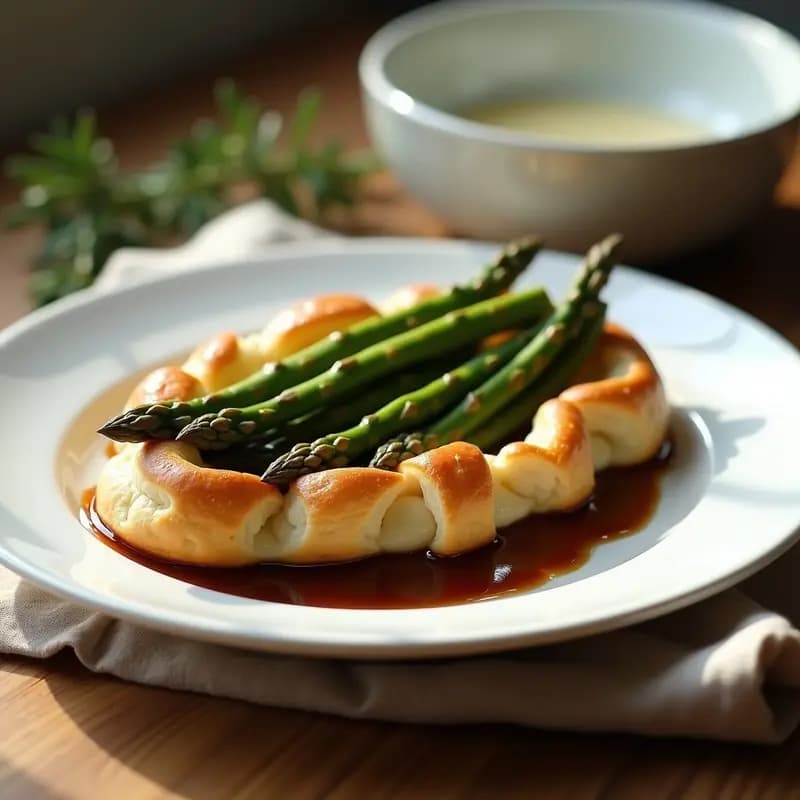 Bigne de Ricotta y Espárragos: Entrante Francés Elegante con Reducción de Vinagre Balsámico