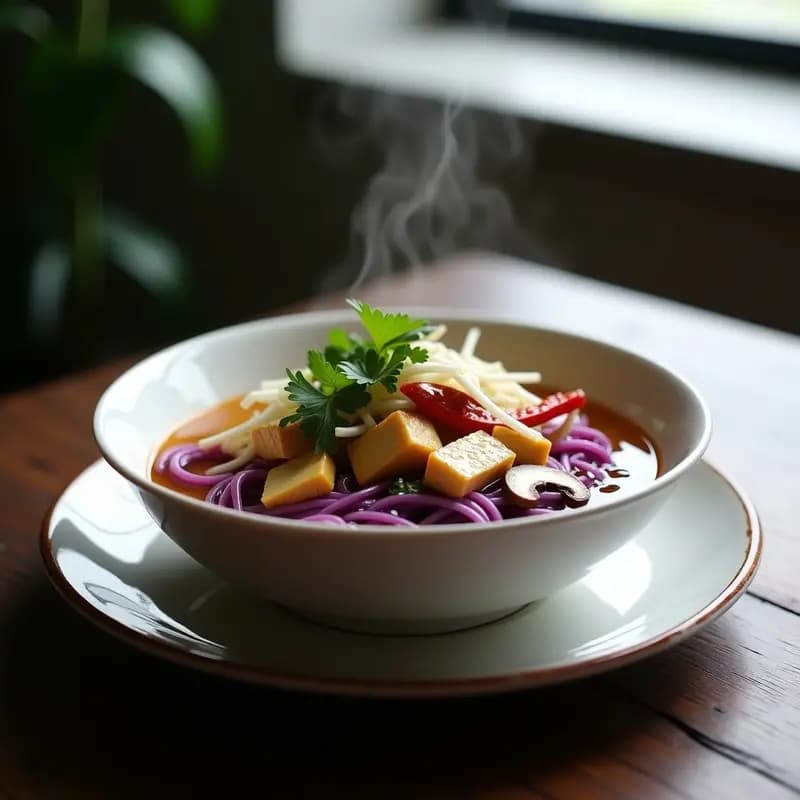 B Linh Mien de Tofu y Champiñones: Fideos de Batata Vietnamitas en Caldo Umami