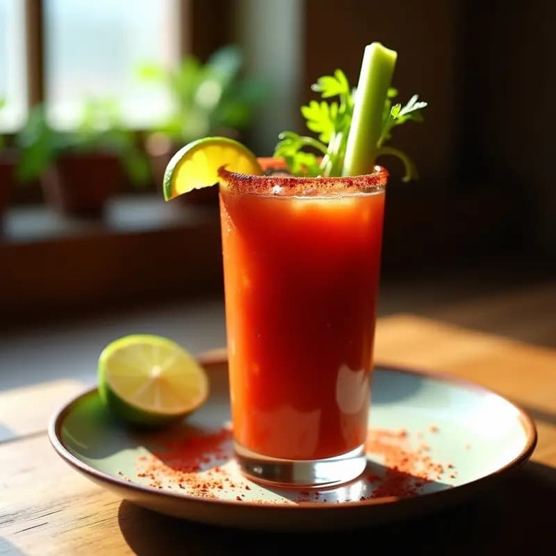 Bloody Mary con Toque Mexicano: Cóctel con Jugo de Tamarindo y Chile en Polvo