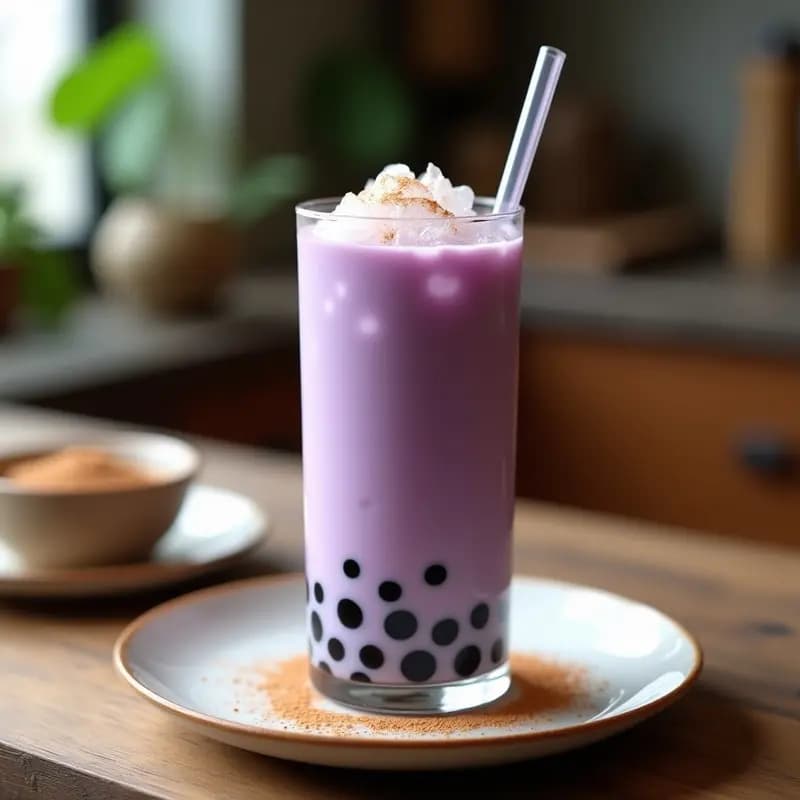Boba Tea de Taro y Leche de Avena: Bebida Taiwanes Vegana y Sin Azúcar