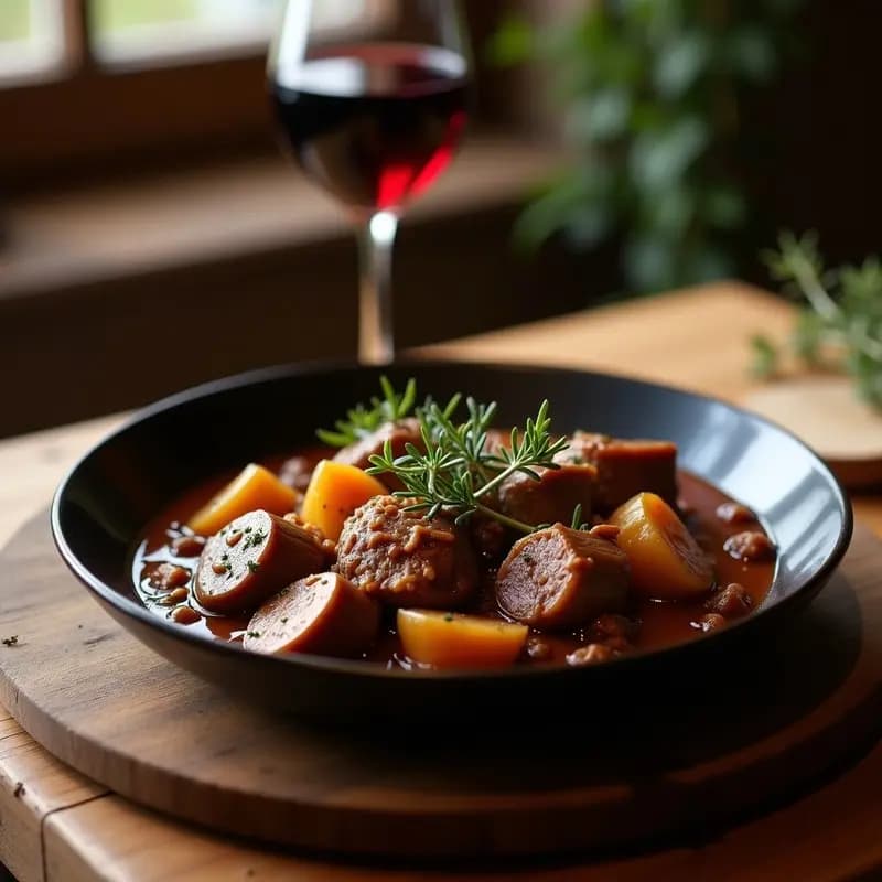 Bœuf Bourguignon Francés con Setas y Cebolla Caramelizada: Receta en Olla Lenta Gourmet