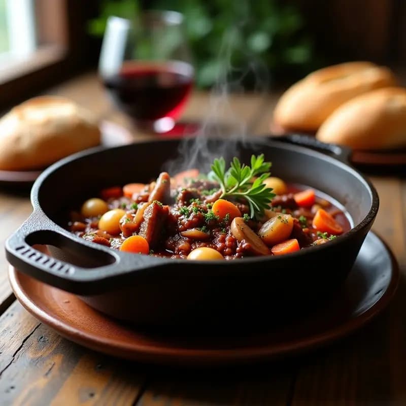 Bœuf Bourguignon de Jackfruit y Hongos: Estofado Francés Vegano y Lentos Cocinado
