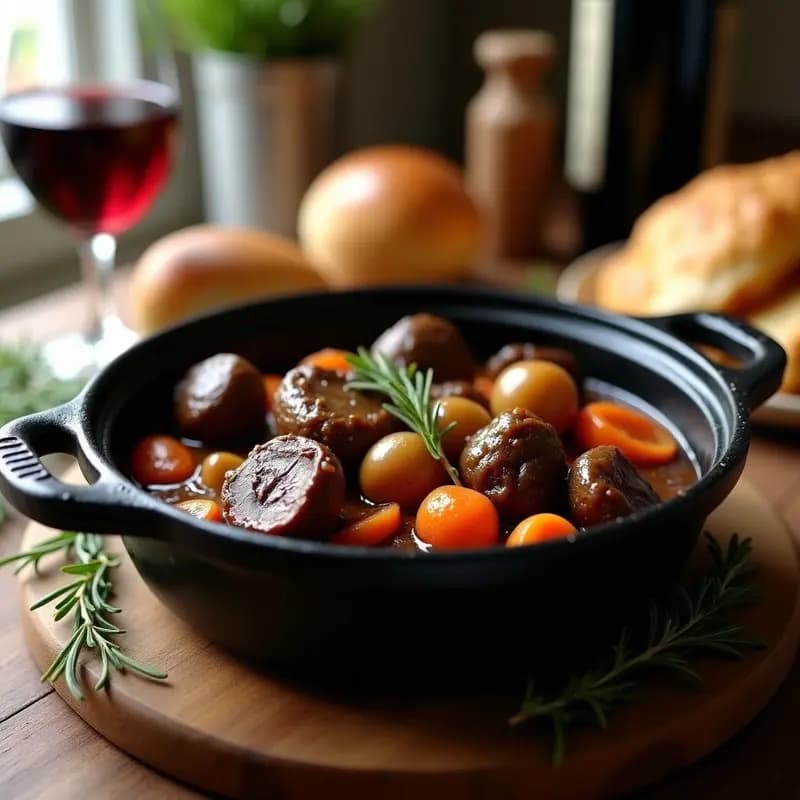 Bœuf Bourguignon con Setas Portobello: Estofado Francés vegano y lleno de sabor