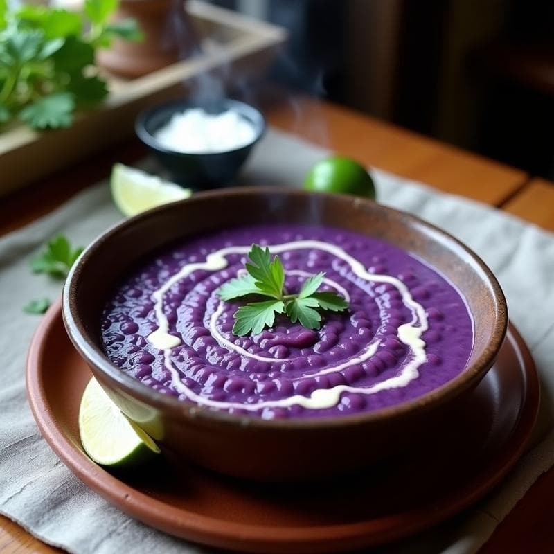 B Zoezoe de Maíz Morado y Queso Azul: Receta Angola Vegana con Toque Picante en 25 Minutos