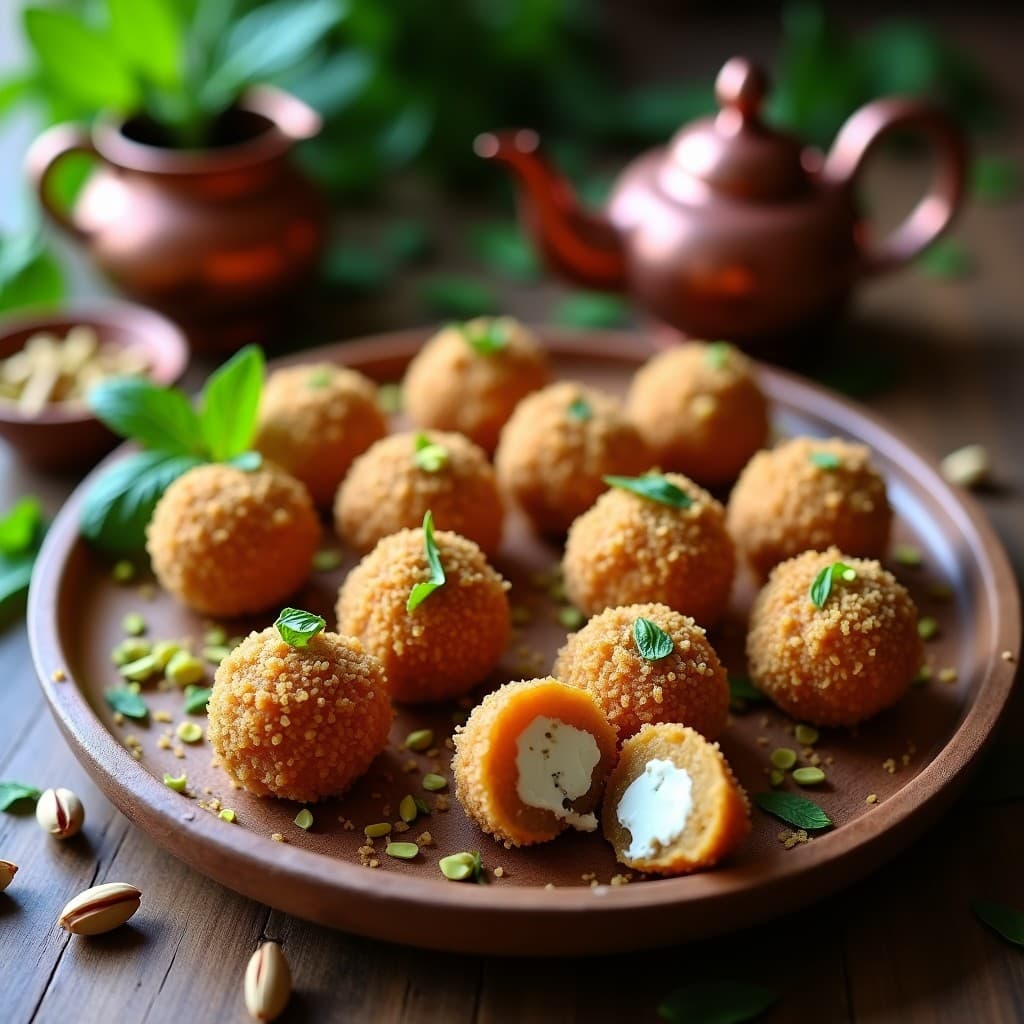 Bolas de Dátiles y Queso Azul con Cobertura de Pistacho: Aperitivo Arabe Dulce-Salado en 10 Minutos