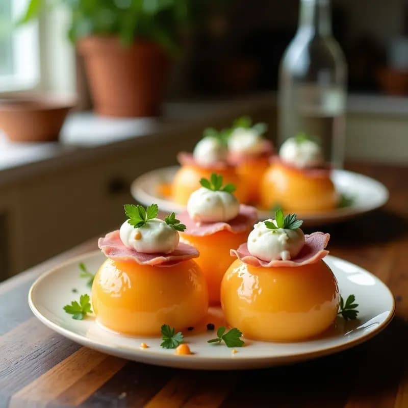 Bolas de Melón Cantalupo con Jamón Serrano y Queso Brie: Entrante Veraniego Elegante