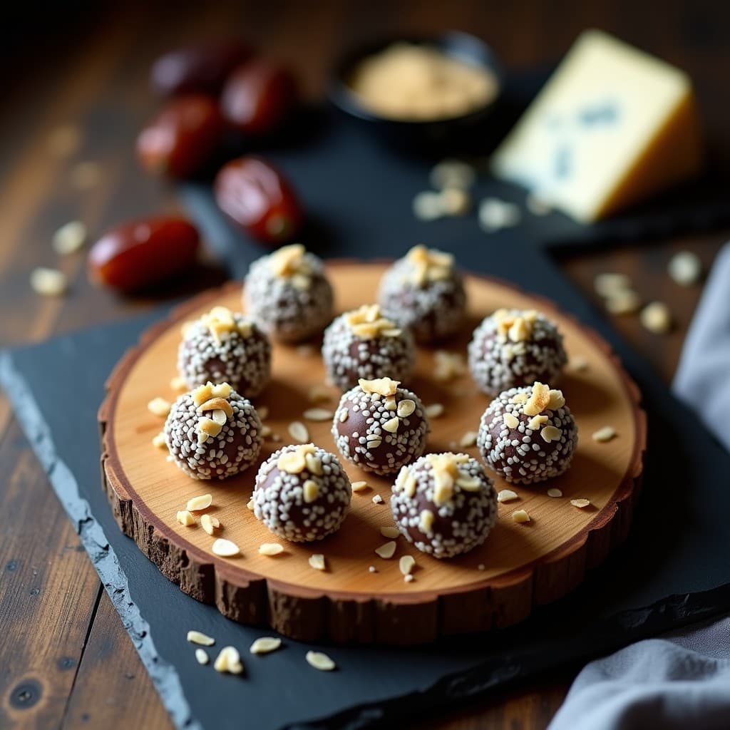 Bolitas de Dátiles y Queso Azul con Nuez Moscada: Postre Español Sin Harina en 10 Minutos