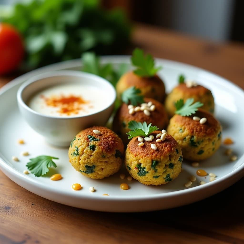 Bolitas de Falafel de Habas y Espinacas con Salsa de Yogur Vegano: Receta en Airfryer Sin Aceite