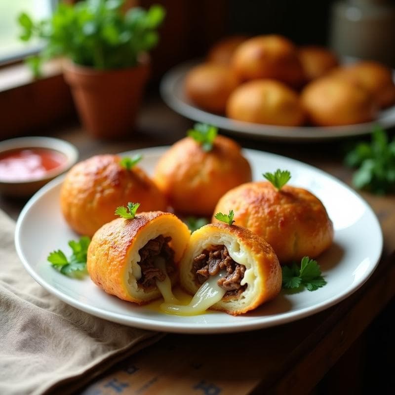 Bollenos de Yuca Rellenos de Carne Mechada y Queso Mozzarella: Receta Venezolana en Airfryer