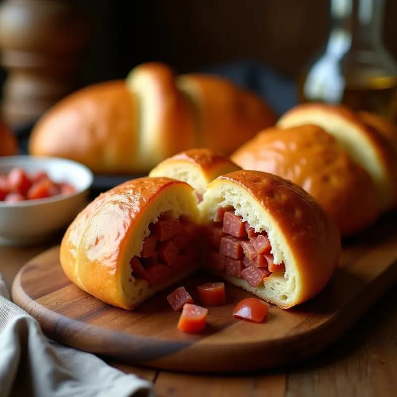 Bollo Preñao con Chorizo y Panceta: Bocadillo Asturies Tradicional