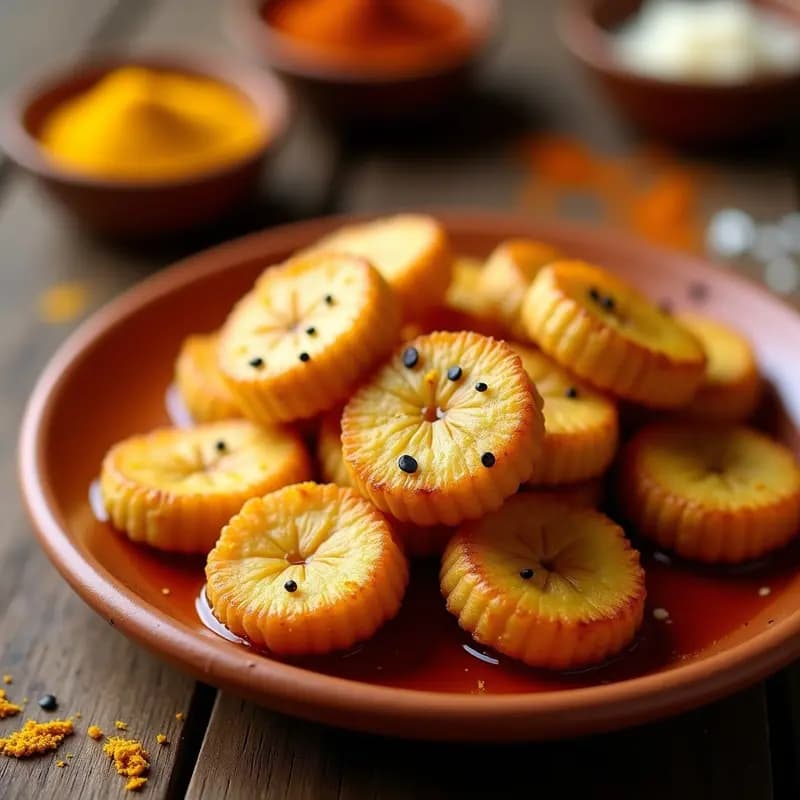 Bondas de Plátano Macho con Miel de Caña: Aperitivo Indio Crujiente y Dulce en Airfryer