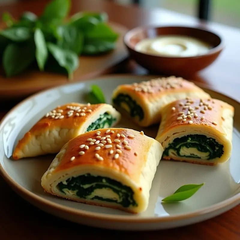 Börek de Espinacas y Queso de Anacardos: Receta Turca en Lámina de Yufka Sin Gluten