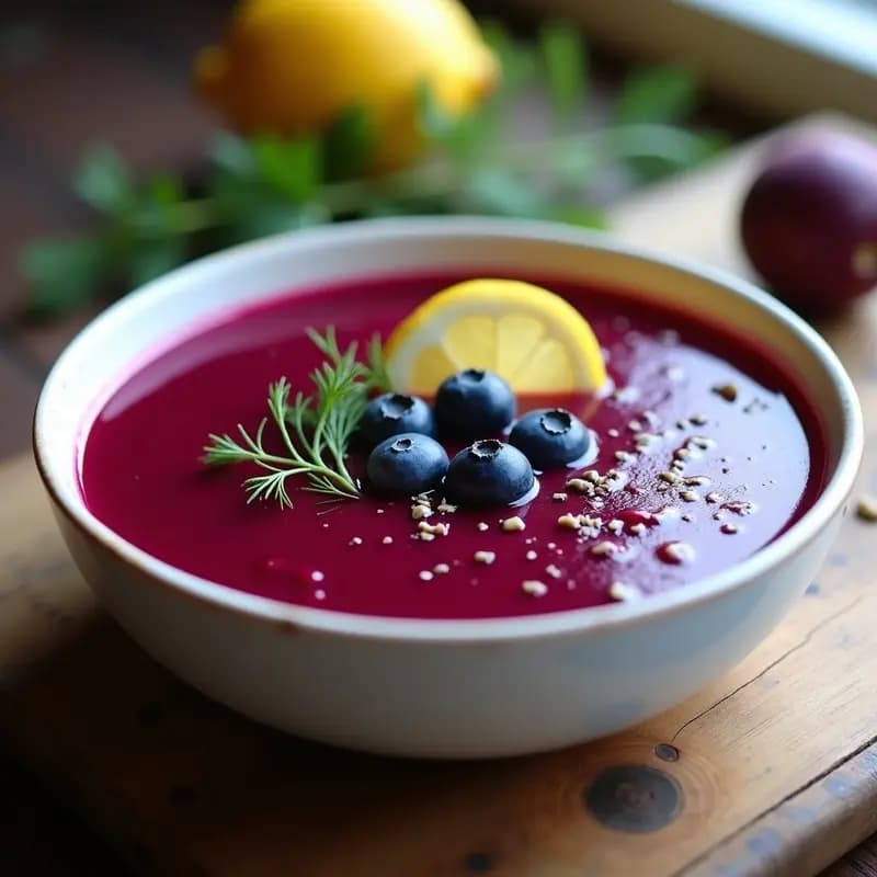 Borscht Frío de Remolacha y Arándanos: Sopa Rusa Vegana y Antioxidante