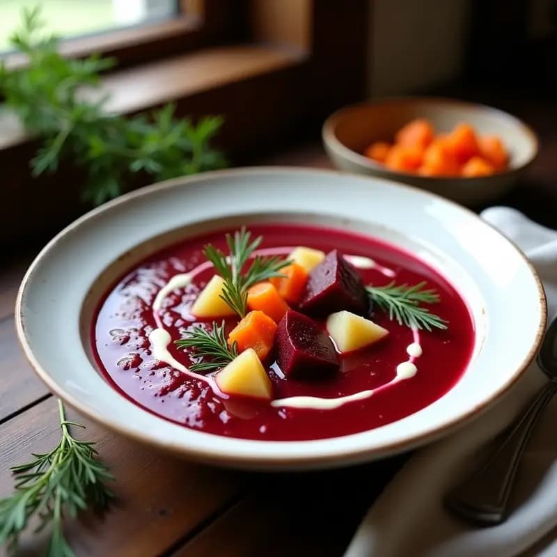 Borscht Rojo Polaco con Zanahorias y Patatas: Sopa de Remolacha en Versión Vegana