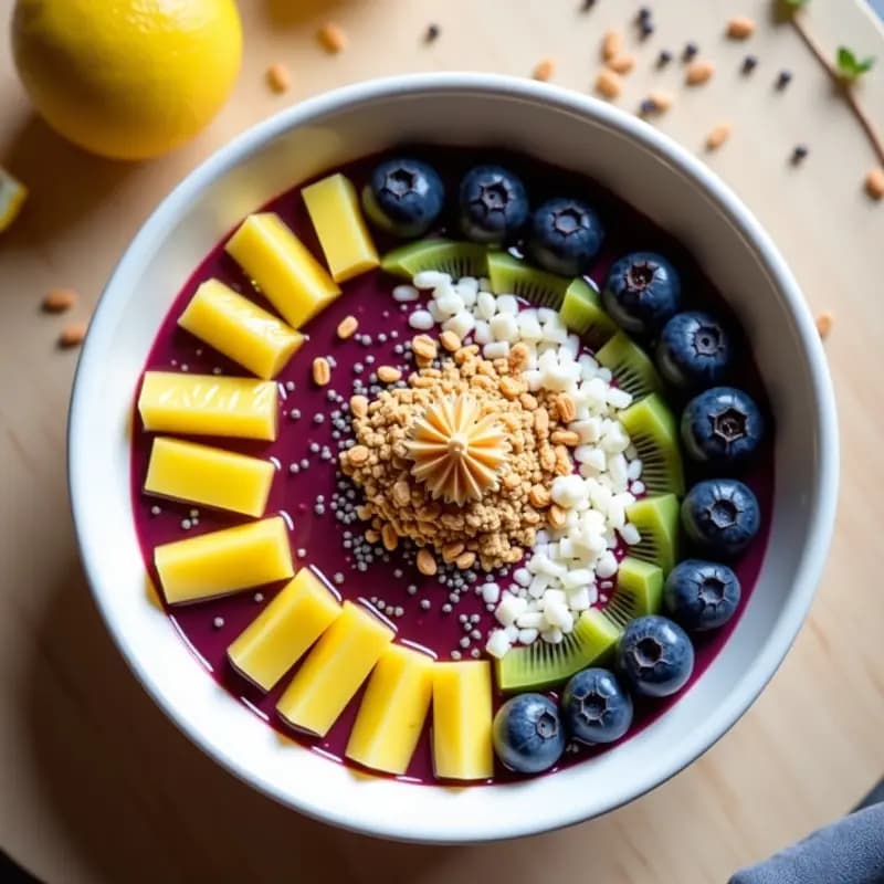 Bowl de Açaí con Granola de Chía y Frutas Tropicales: Desayuno Instagramable