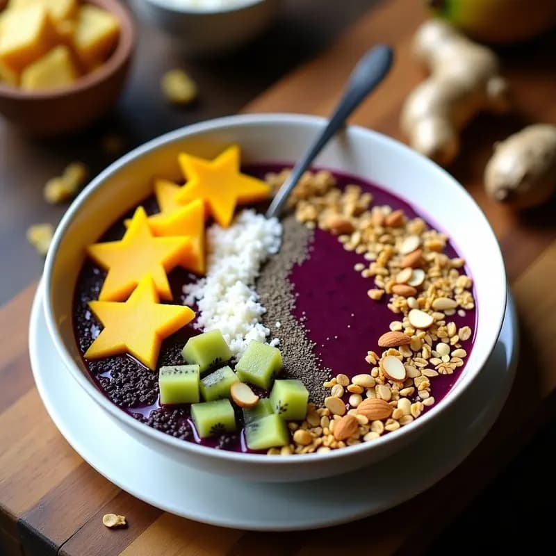 Bowls de Açaí con Granola y Frutas Tropicales: Desayuno Brasileño Detox
