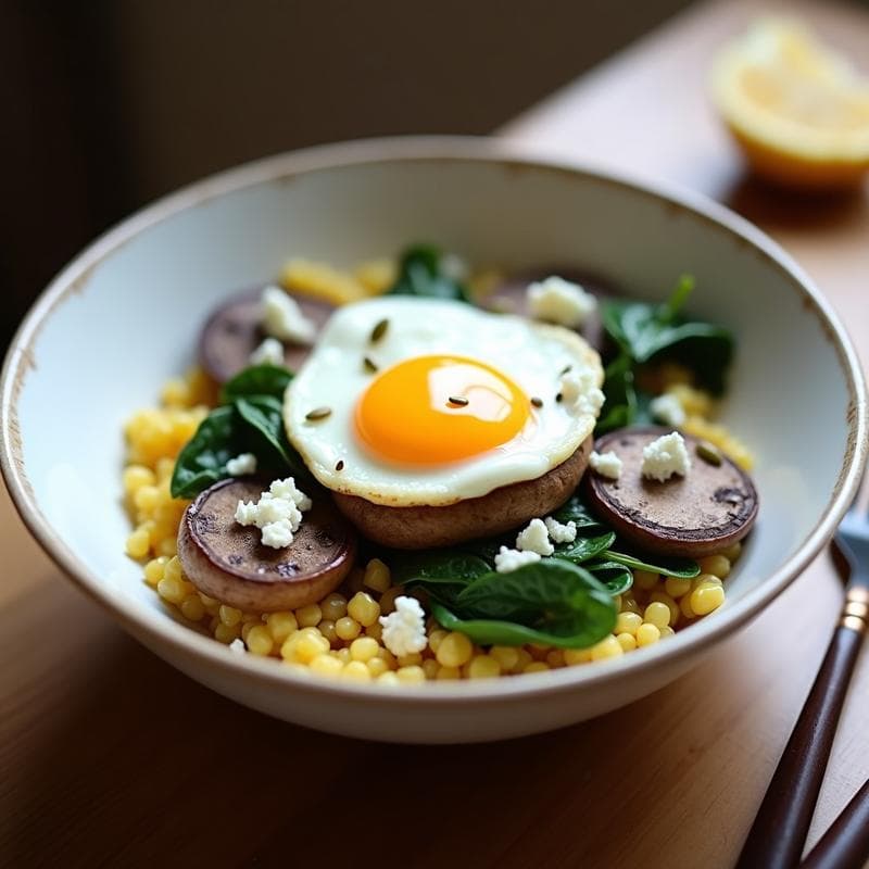 Bowl de Amaranto y Champiñones Portobello: Desayuno Keto con Huevo Poché en 15 Minutos