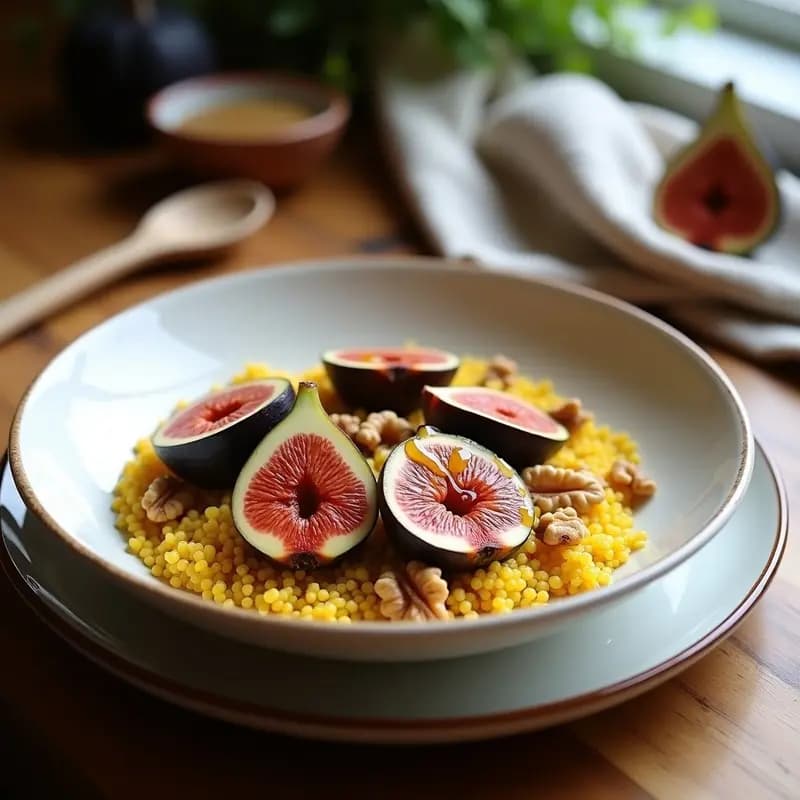 Bowl de Amaranto con Higos Frescos y Aderezo de Vinagre de Sidra: Desayuno Sin Gluten y Alta en Fibra
