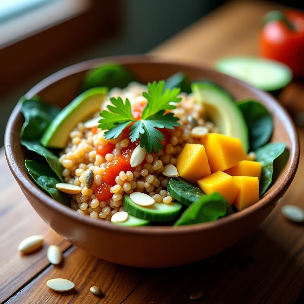 Bowl de Amaranto con Mango Ataulfo y Vinagreta de Chili Piquín: Desayuno Mexicano Vegano