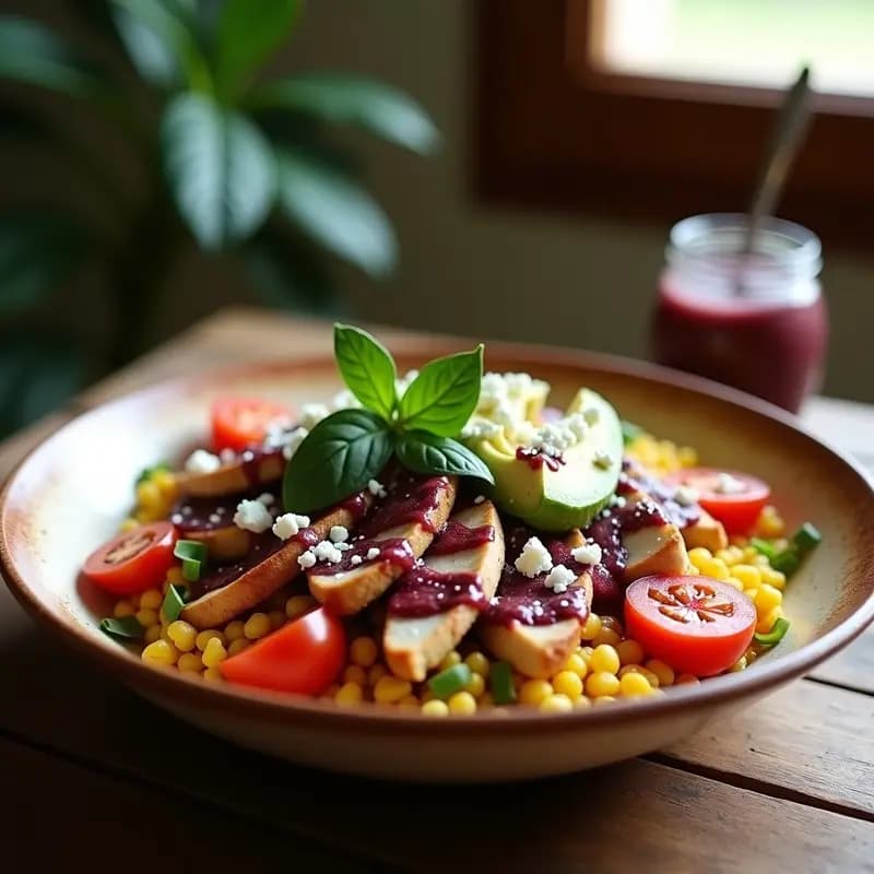 Bowl de Amaranto con Pollo al Pesto de Albahaca Morada: Receta en Olla Express con Toque Mexicano